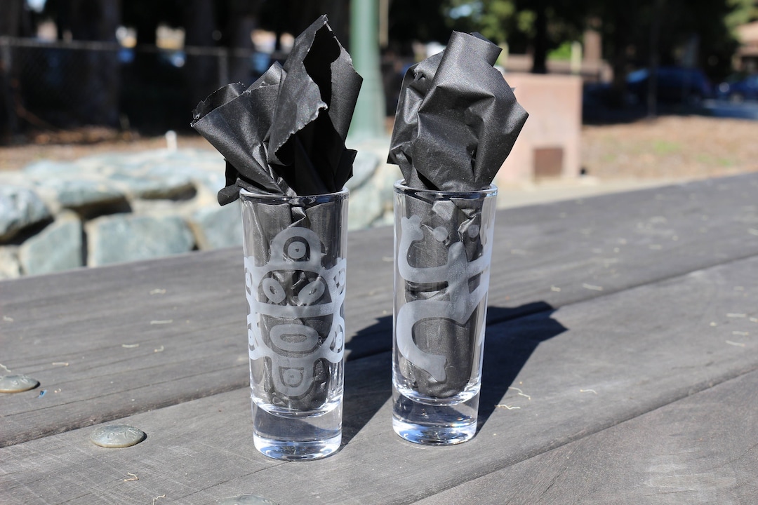 Taino & Coqui Shot Glasses/ Puerto Rican Shot Glasses/ Etched Shot