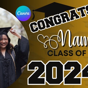 Graduation Yard Sign Template Canva Graduation Template Editable
