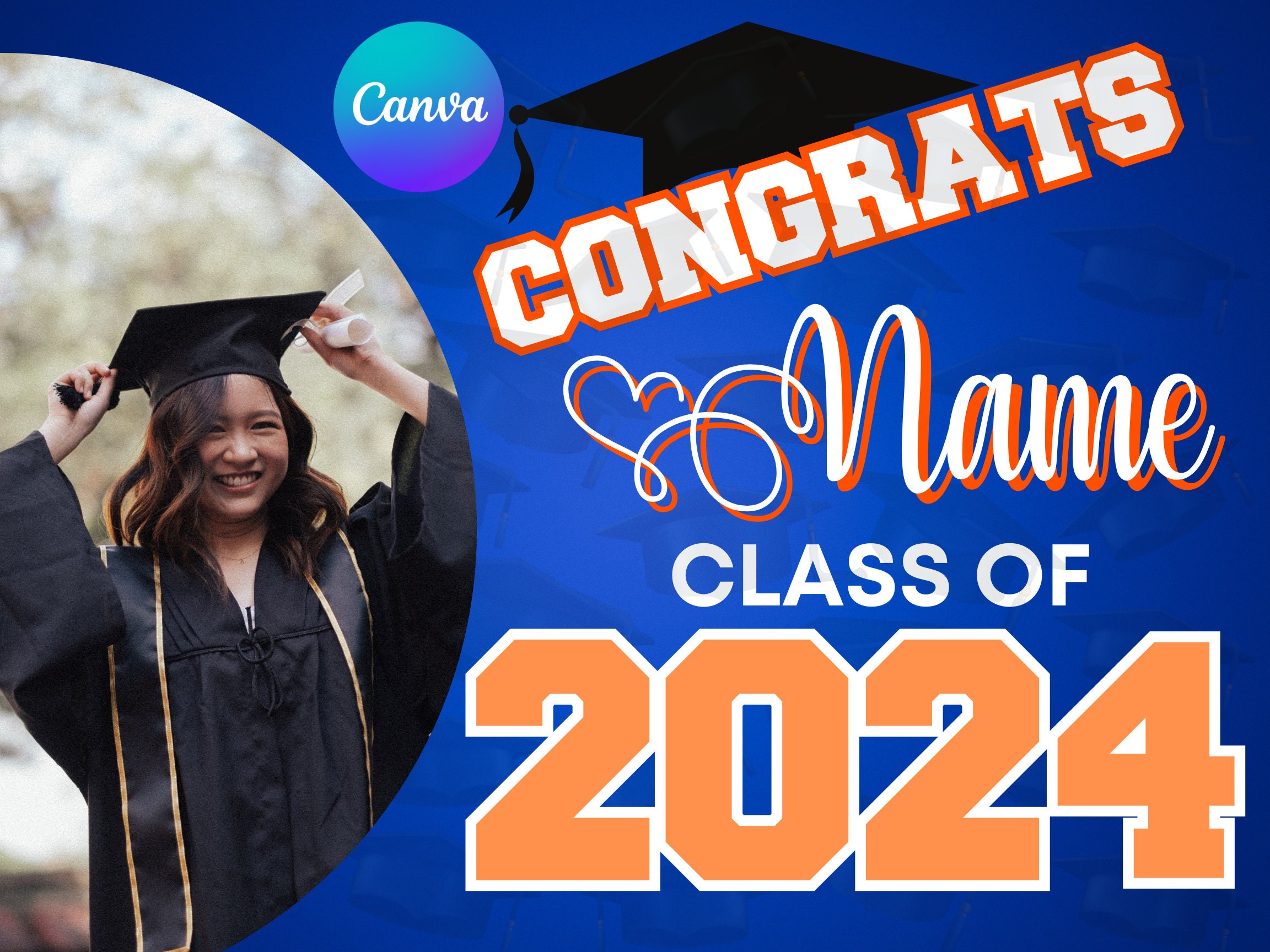 Graduation Generic Graduation Yard Sign Template Canva Graduation Template Editable ...
