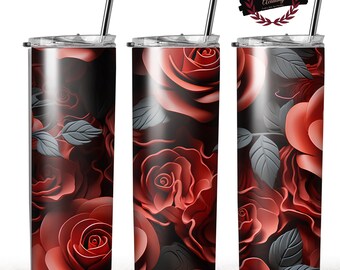 Red Roses Tumbler Wrap, Roses Tumbler Wrap, 20oz Tumbler Wrap, Digital Download