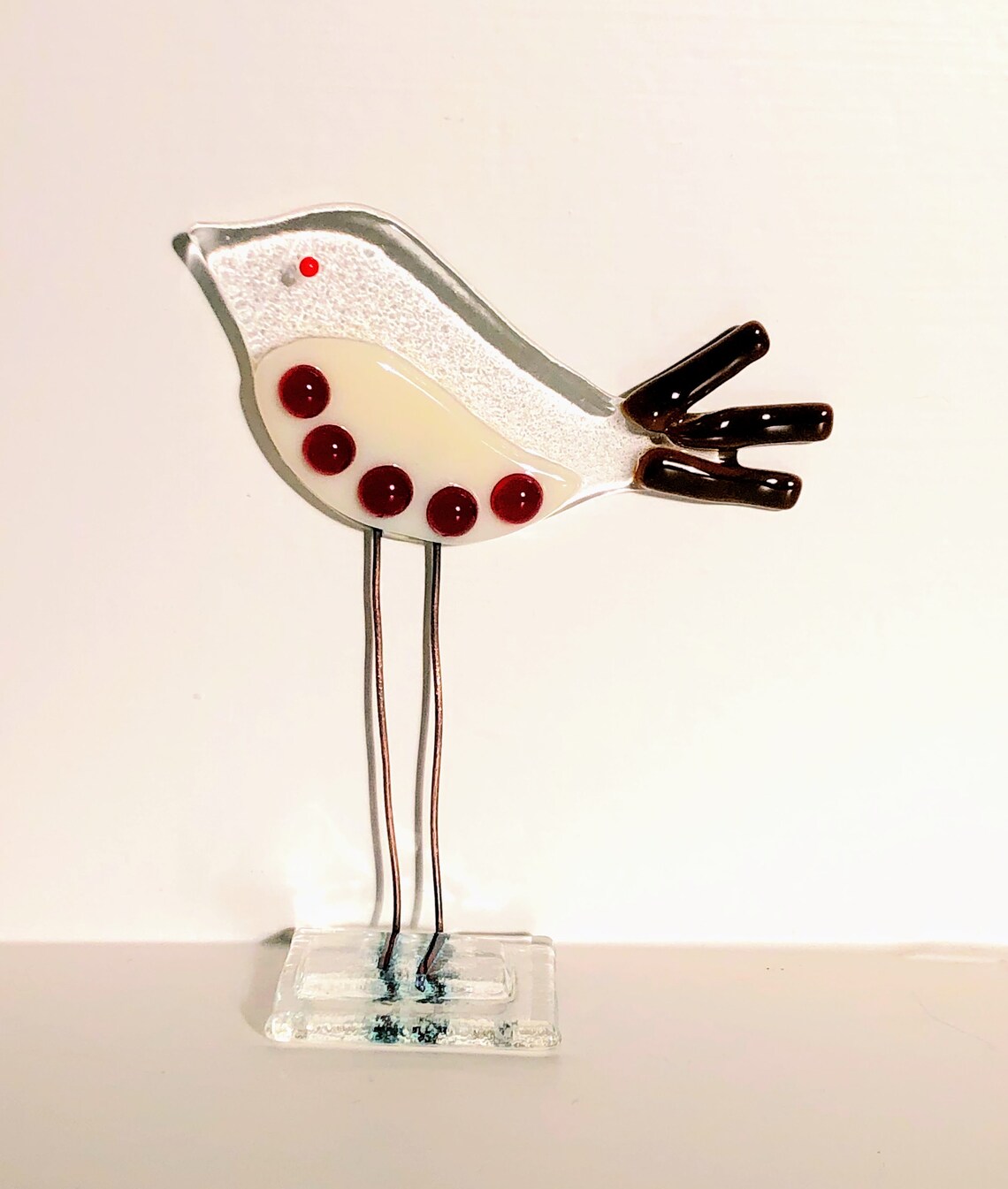 Fused Glass Bird Glass Robin Robin Redbreast Decoration Etsy