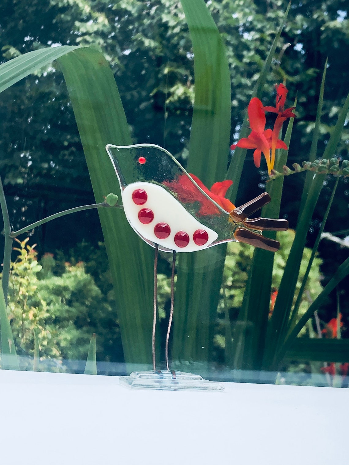 Fused Glass Bird Glass Robin Robin Redbreast Decoration Etsy