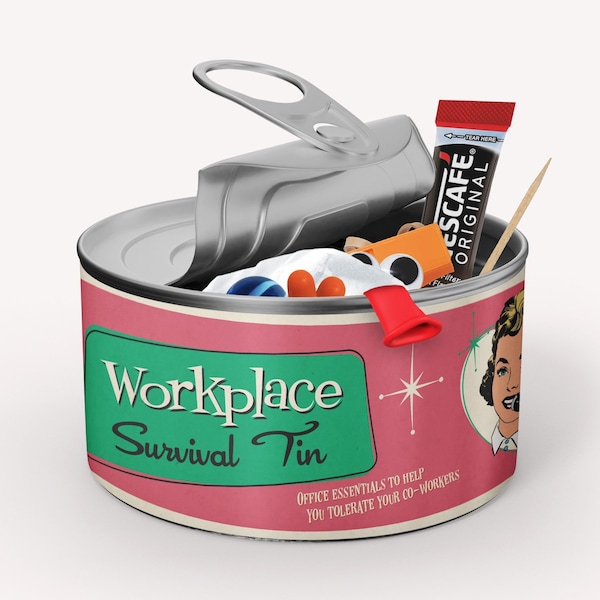 Retro Style Gift For The Workplace (Woman) - Novelty Survival Tin