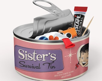 Retro Style Gift For The Sister - Novelty Survival Tin, Kit - Sister's Birthday, Sibling