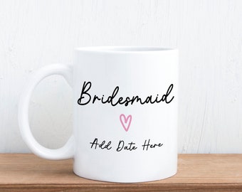 Taza de regalo personalizada con fecha de boda para dama de honor