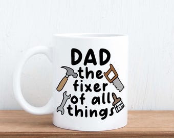 Papá, reparador de todo: taza de regalo para el Día del Padre, manitas y bricolaje.