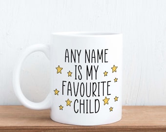 Taza personalizada con el nombre de tu hijo favorito: mamá, papá, madre o padre