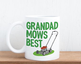 Taza "El abuelo corta el césped mejor" - Divertido regalo para abuelos amantes de la jardinería, cortadora de césped, regalo para el Día del Padre de parte de los nietos, regalo para jardineros
