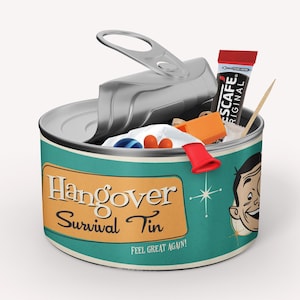 Retro Style Gift For A Hangover - Funny Survival Tin, Novelty Kit