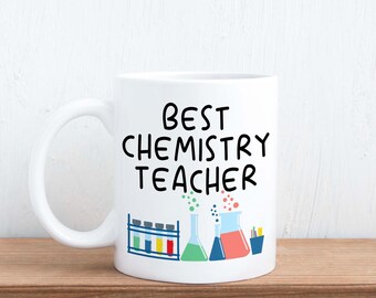 Taza para el mejor profesor de química, profesor de ciencias, escuela y fin de curso.