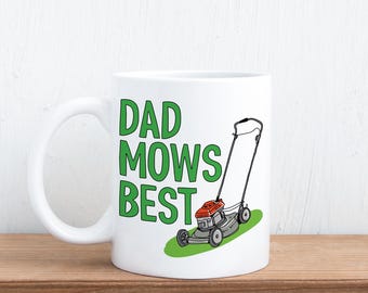 Taza "Papá corta el césped mejor" - Divertido regalo para papás amantes de la jardinería, cortadora de césped, Día del Padre de parte de su hijo o hija, regalo para jardineros