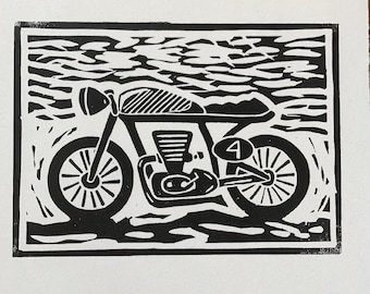 Cafe Racer linoleum Print