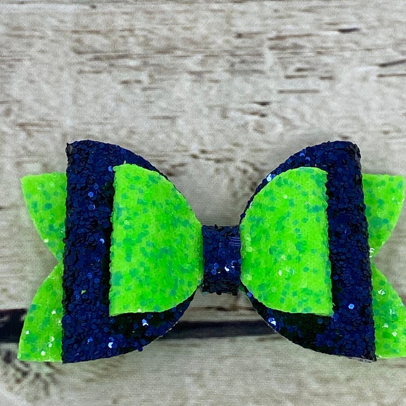 Baby Bows Navy Blue Bows Toddler Bows Neon Green and Navy Bow Newborn Bows Navy Bows Neon Green Bows Green Bows