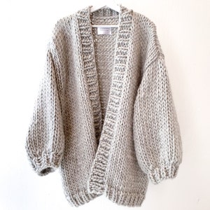 Chunky Cardigan Oversized-Strickjacke Grobstrick-Pullover 100% Wolle-Strickjacke Handgefertigte Strickjacke Bild 7