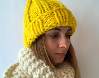 Chunky knit beanie - 100% wool beanie, handmade beanie, handknitted beanie, handknitted hat, handmade beanie