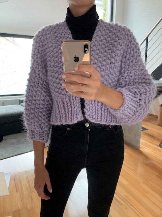 トップス cropped wool shaggy knit cardigan Cropped Shaggy Knit Cardigan | boohoo