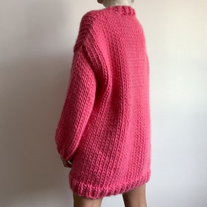 Chunky Cardigan Oversized-Strickjacke Grobstrick-Pullover 100% Wolle-Strickjacke Handgefertigte Strickjacke Bild 5