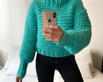 Sofort lieferbar - Ballerina Pullover - grobstrick Pullover, 100% Wolle Pullover, handgemacht