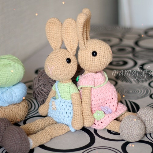 Eng PDF Crochet Pattern Easter Bunnies Spring Rabbits DIY | Etsy