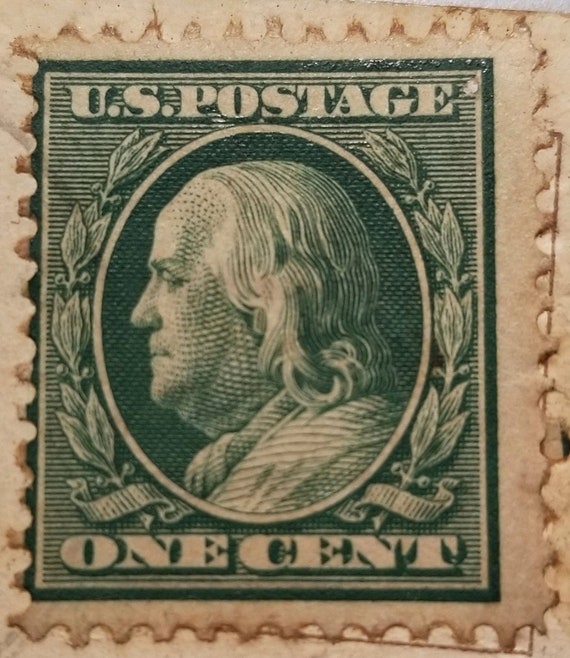 1909 Benjamin Franklin Unmarked One Cent Stamp Green Etsy
