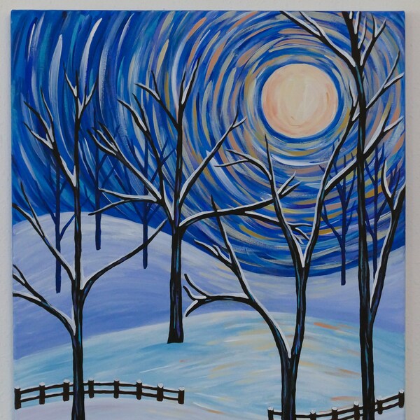 Moonlight Kissed Snow  Art Print 8x10 and 11x14 Premium Luster Photo Paper