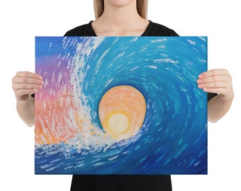 Sunset Surf Wave Wall Canvas