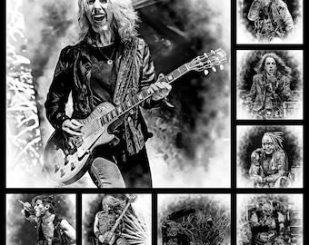 Rock and Roll Art Print: Textured Paper, Matted Option    Rock Stars  Black and White Art
