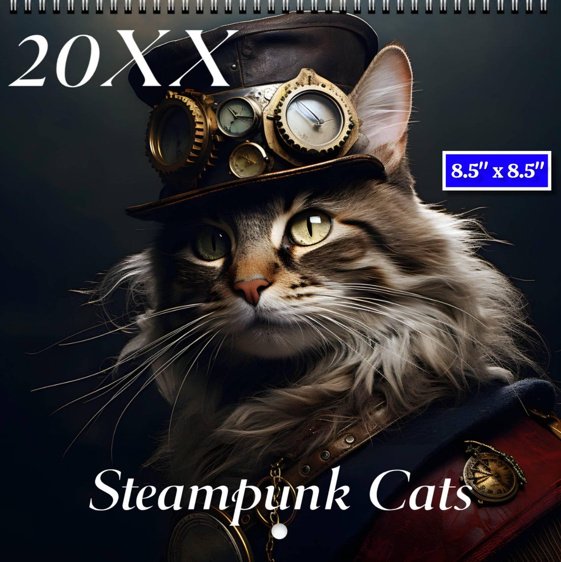 Steampunk Cat Wall Calendar #1 | Victorian Fantasy Feline Art | Top Hat ...