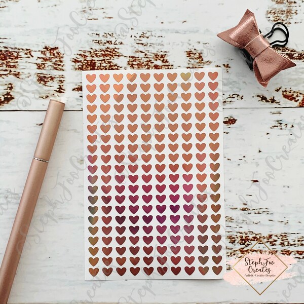 Holographic Rose Gold Tiny Heart Stickers