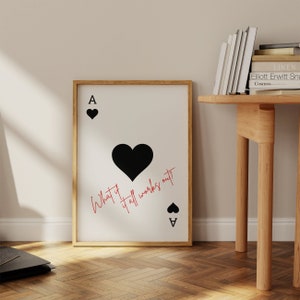 Trendy Ace of Hearts Print What If It All Works Out Poster Black and White Wall Art Dorm Room Retro Wall Art Playing Card Poster DIGITAL