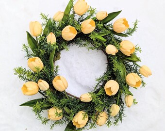 Yellow tulip wreath, Spring tulip wreath