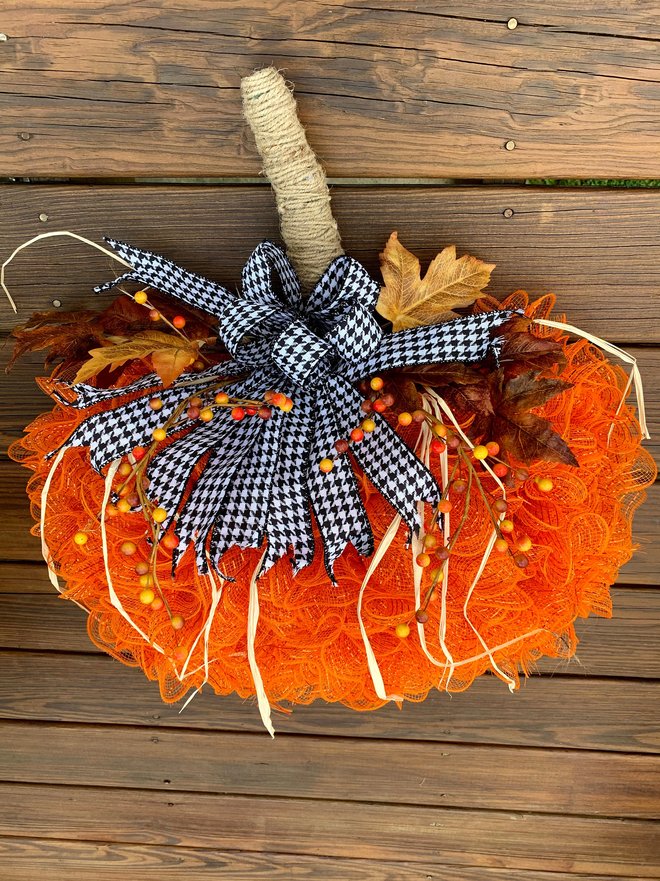 Pumpkin Wreath, Orange Deco Mesh Pumpkin Wreath for Front Door,fall ...