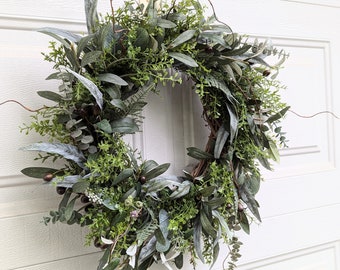 Olive wreath,Mixed greenery Olive wreath,Olive and fern wreath,Eucalyptus wreath, Eucalyptus mixed greenery wreath, Eucalyptus-fern-olive