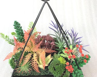 Succulent arrangement, Faux succulent garden, Rustic  succulent arrangement, faux succulent arrangement in rustic wooden box