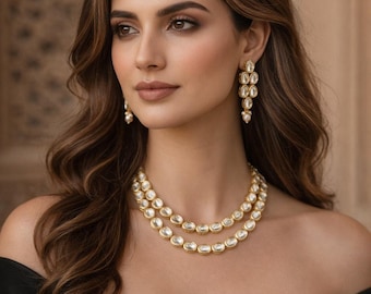 Kundan Bollywood Designer Simple Necklace Jewelry Set