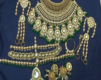 Gold Plated Indian Kundan Bridal Jewelry Choker/ Necklace Earrings Wedding Traditional Jewellery