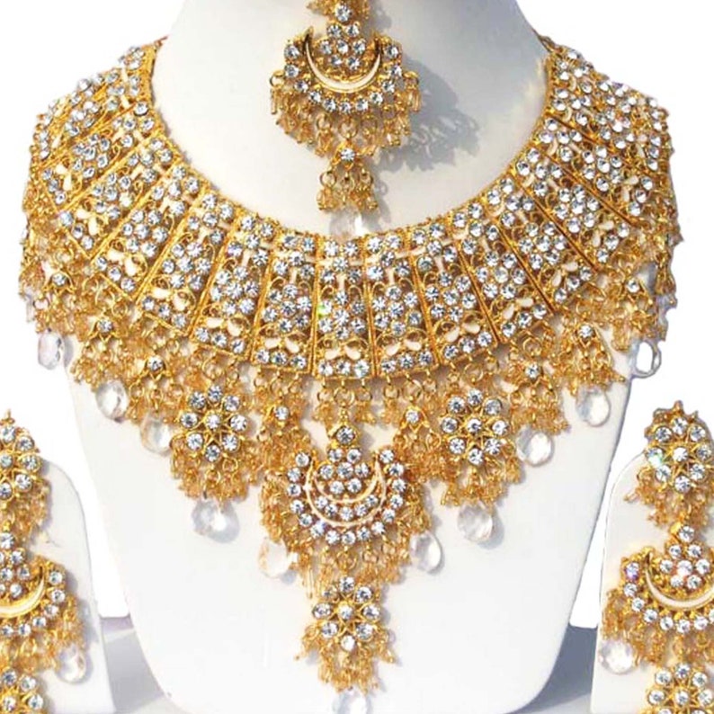 CHOKER NECKLACE|Bollywood Party Wear Weddings Jewelry|FashionJewelry Necklace Set|Choker Necklace Jewelry Set|Earrings-Tikka|Bridal Jewelry