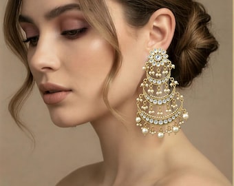 Handmade Kundan Chandbali Earrings | Indian Wedding Jewelry