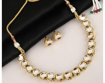 Kundan Bollywood Designer Simple Necklace Jewelry Set