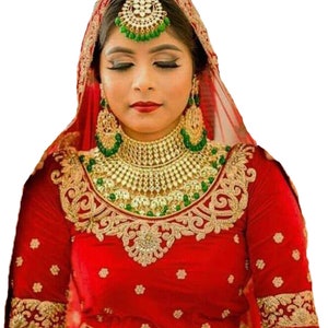 Wunderbare indische Bollywood Vergoldete Antike Kundan Braut Choker Halskette Ohrringe Schmuck Set