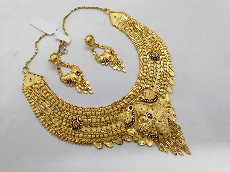 GOLD FORMING JEWELRY|Indian Bridal Imitation Gold Forming Necklace Jewelry set Ethic Jewelry|Wedding Gold Forming Necklace Earrings Jewelry