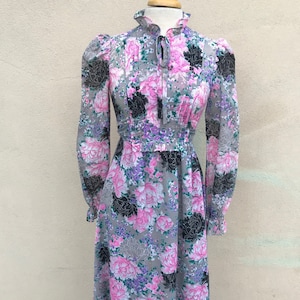 70&#39;s vintage Young Edwardian boho floral maxi dress small