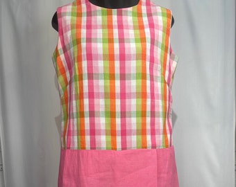 Cute handmade vintage 60's plaid and pink mini romper culottes