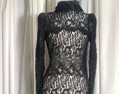 Jessica McClintock vintage gothic lace sheer dress