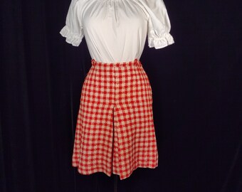 Vintage wool red and white check skirt