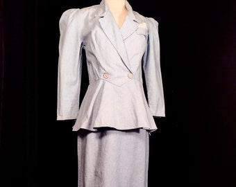 80&#39;s peplum skirt & jacket suit