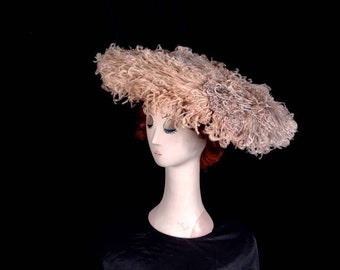 Emma Extra Large Hat With Ostrich Feather Boa in Dusky Pink by Hats2go Made  to Order 