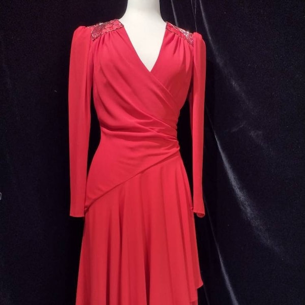 Vintage 1982 Casadei beaded red wrap dress