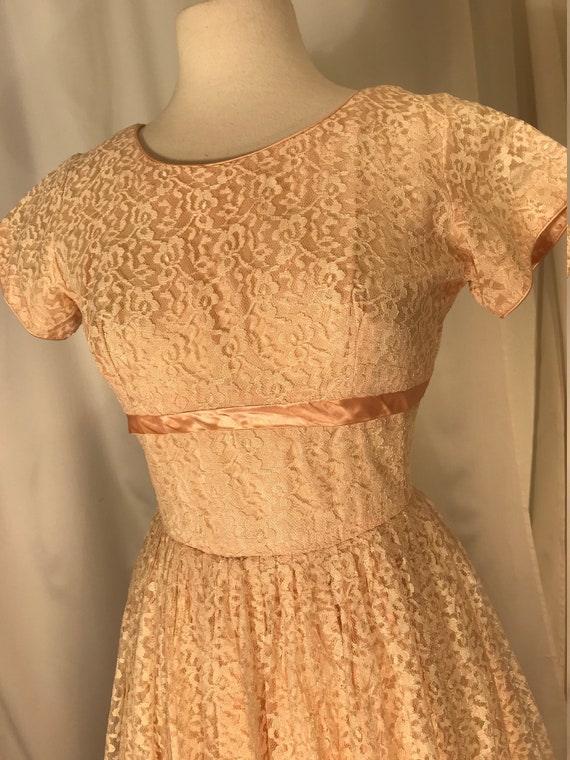 1950's lace fit and flare formal dress - image 3