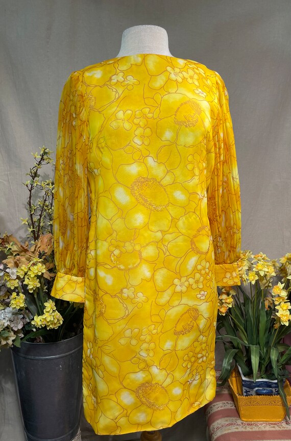 Sunny yellow vintage 1970's party dress - image 5